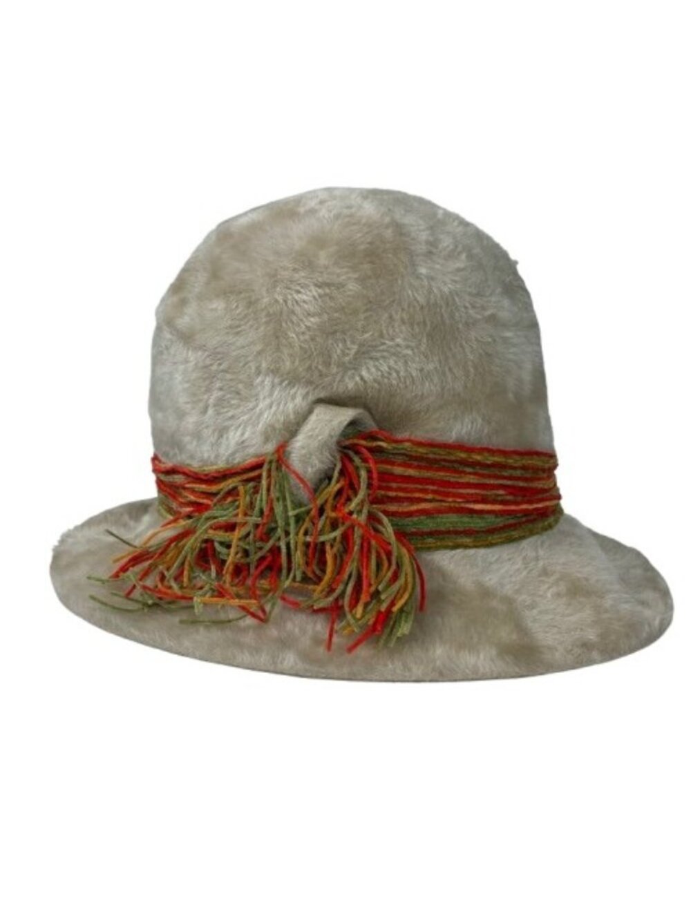 VTG 60s La Vienne Velour Rabbit Fur Felt Cloche Bucket Hat  Cream Whimsigoth